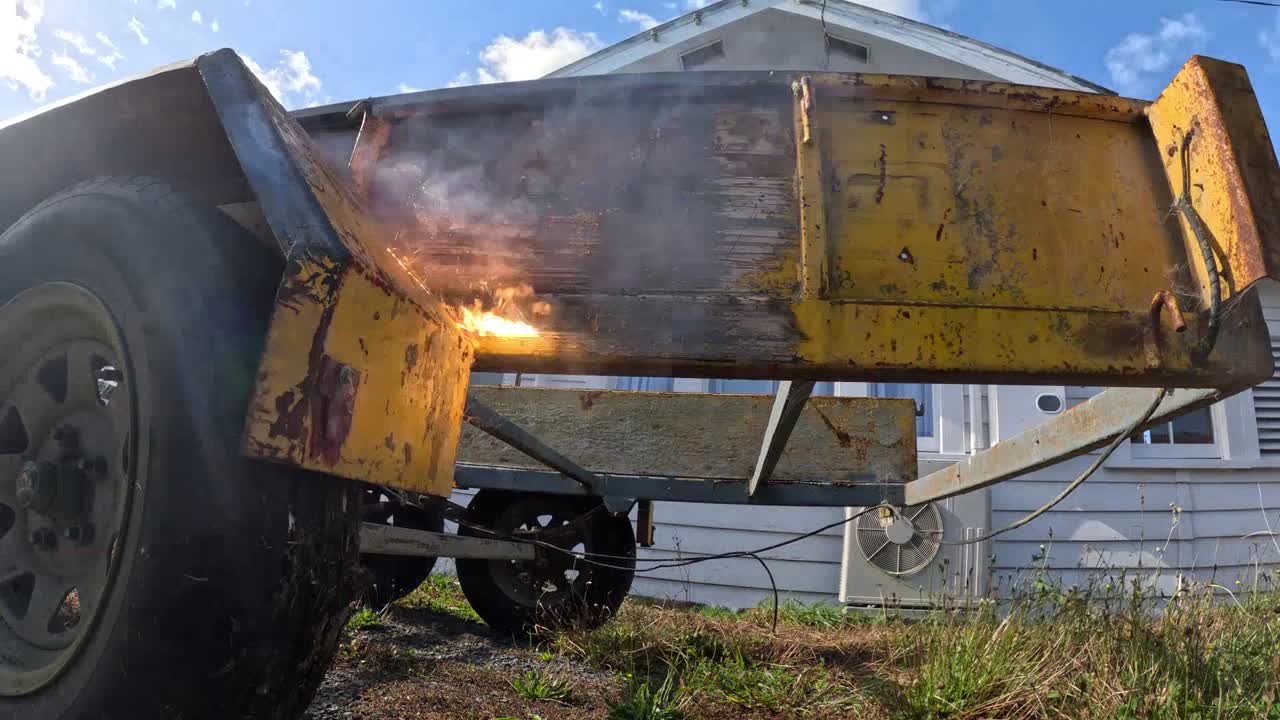 Before treatment — surface rust under layered paint