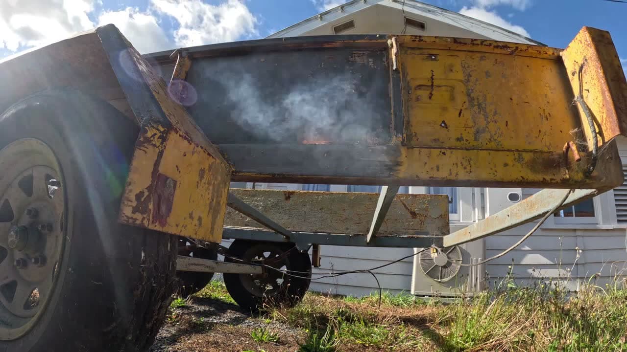 Laser system positioned on trailer panel